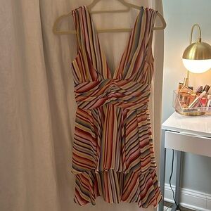 Wayf multicolor vneck mini dress